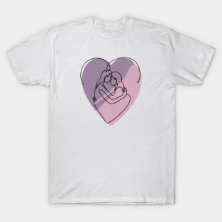 Minimalist Abstract Silhouette Of Lesbian Couple T-Shirt